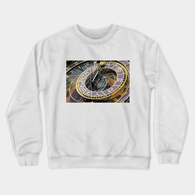 Close up photo of famous astronomical clock in Prague Crewneck Sweatshirt by StefanAlfonso